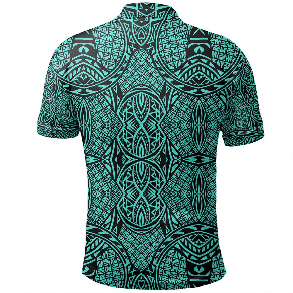 Unisex Polynesian Lauhala Mix Turquoise Polo Shirt - Polynesian Pride