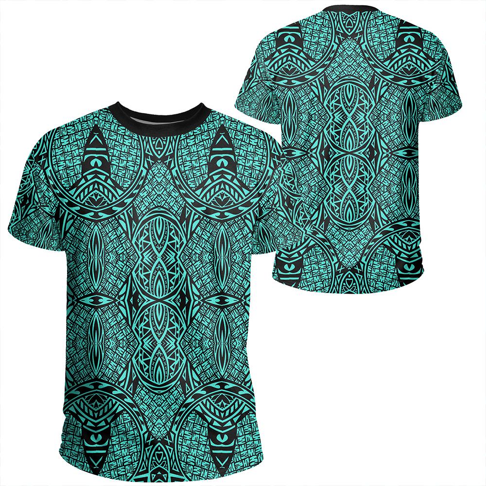 Polynesian Lauhala Mix Turquoise T Shirt Unisex Polyester - Polynesian Pride