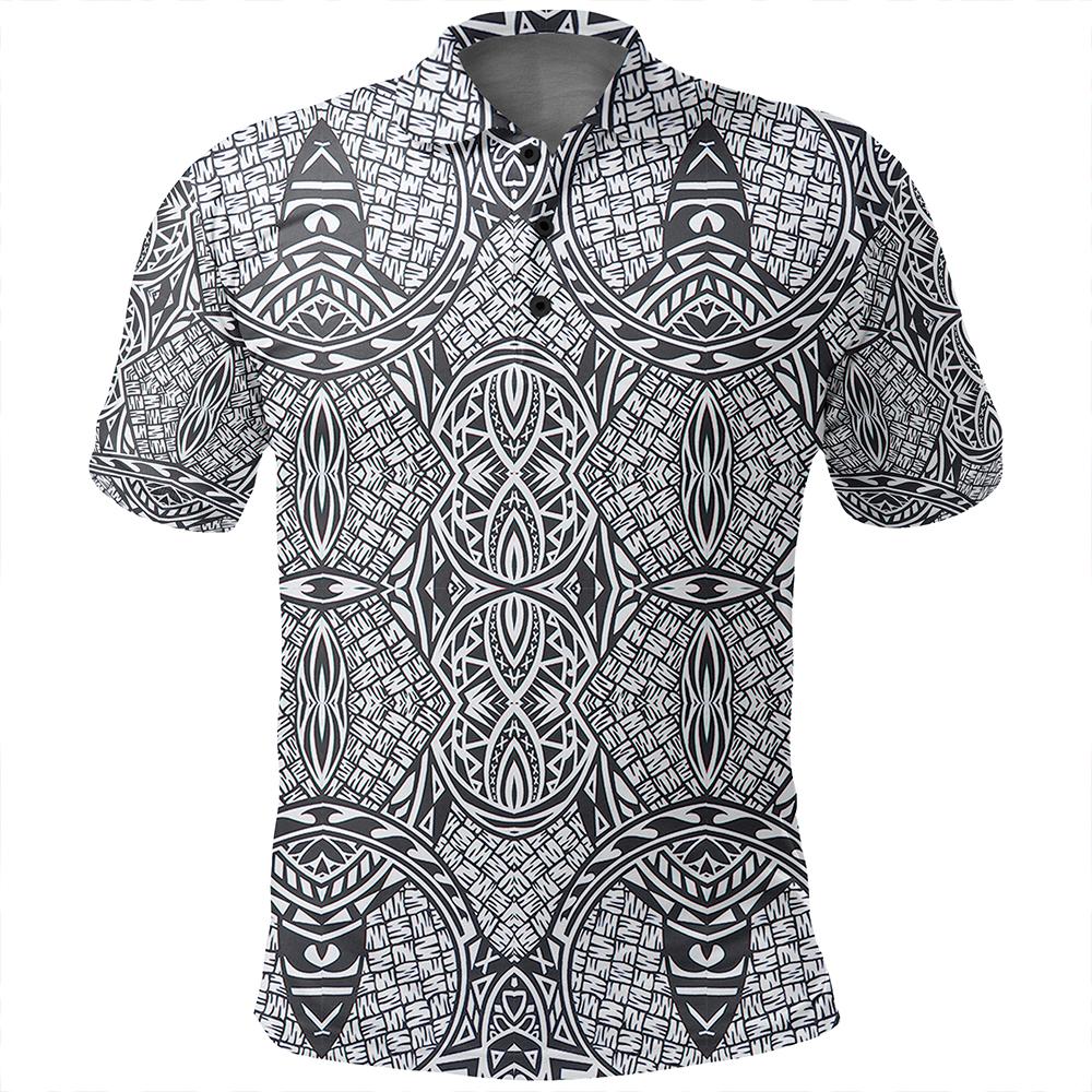 Unisex Polynesian Lauhala Mix White Polo Shirt - Polynesian Pride