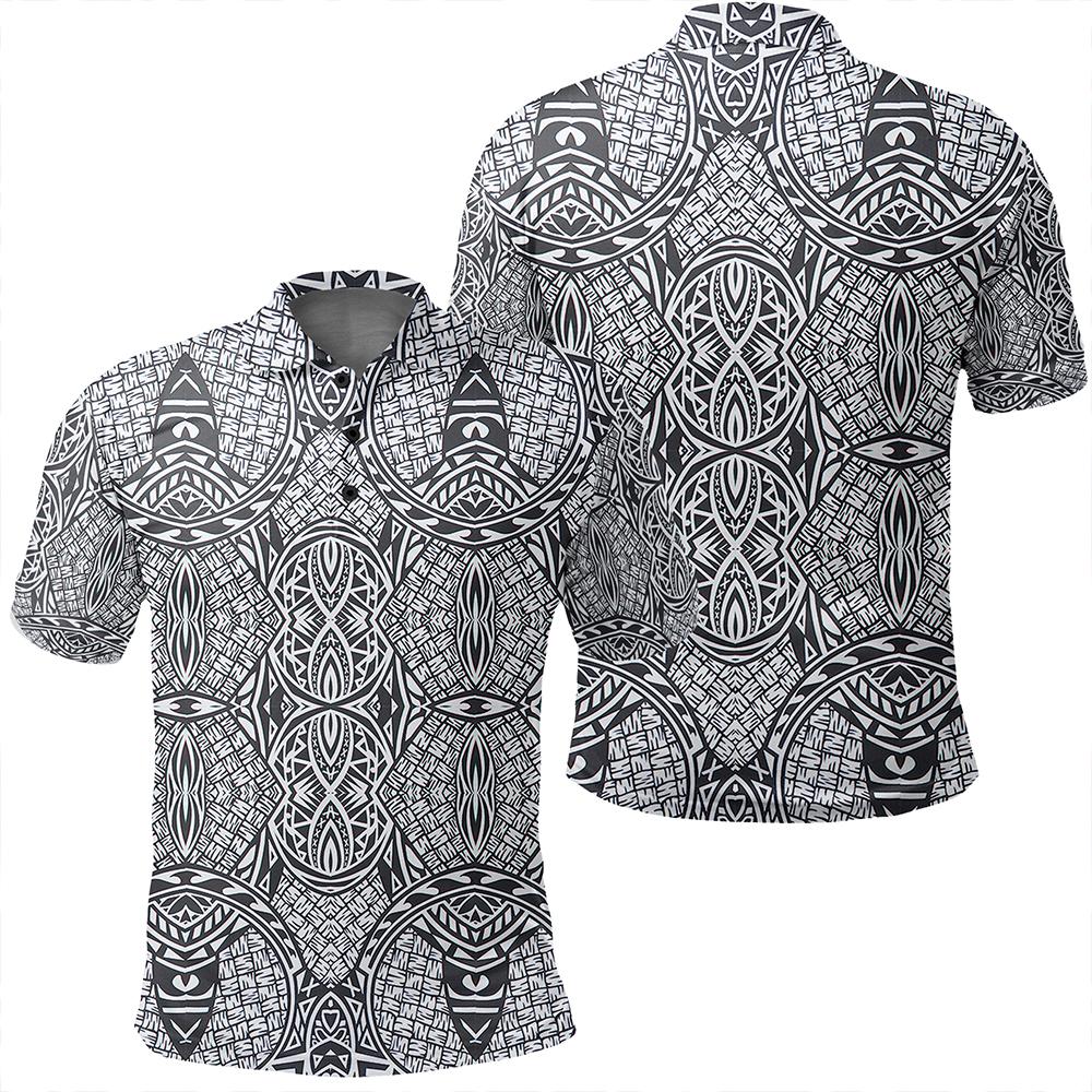 Unisex Polynesian Lauhala Mix White Polo Shirt Unisex Art - Polynesian Pride