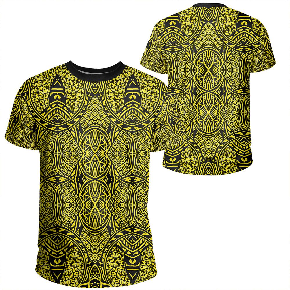 Polynesian Lauhala Mix Yellow T Shirt Unisex Polyester - Polynesian Pride