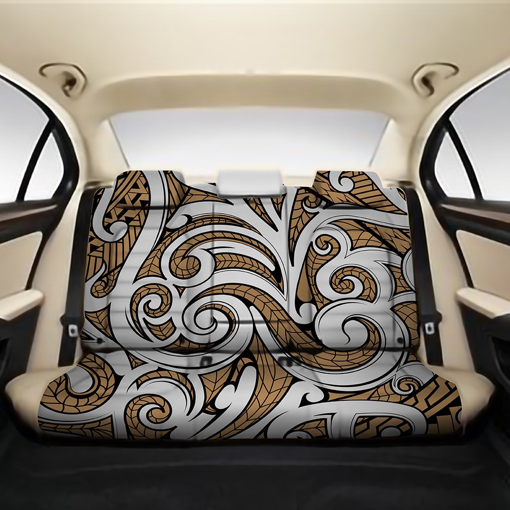 Polynesian Maori Ethnic Ornament Gold Back Seat Cover One Size Gold Back Car Seat Covers - Polynesian Pride