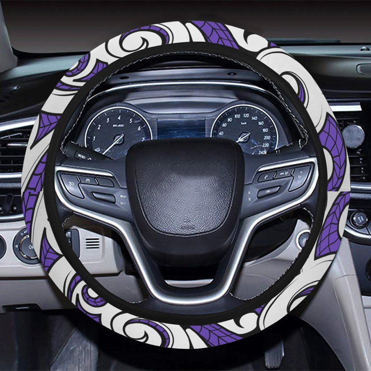 Polynesian Maori Ethnic Ornament Violet Hawaii Steering Wheel Cover with Elastic Edge - Polynesian Pride