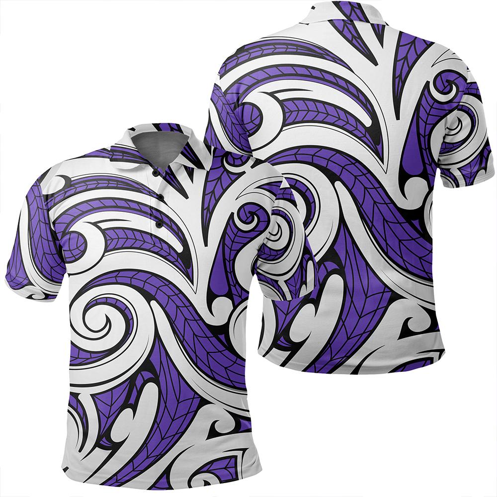 Unisex Polynesian Maori Ethnic Ornament Violet Polo Shirt Unisex Art - Polynesian Pride