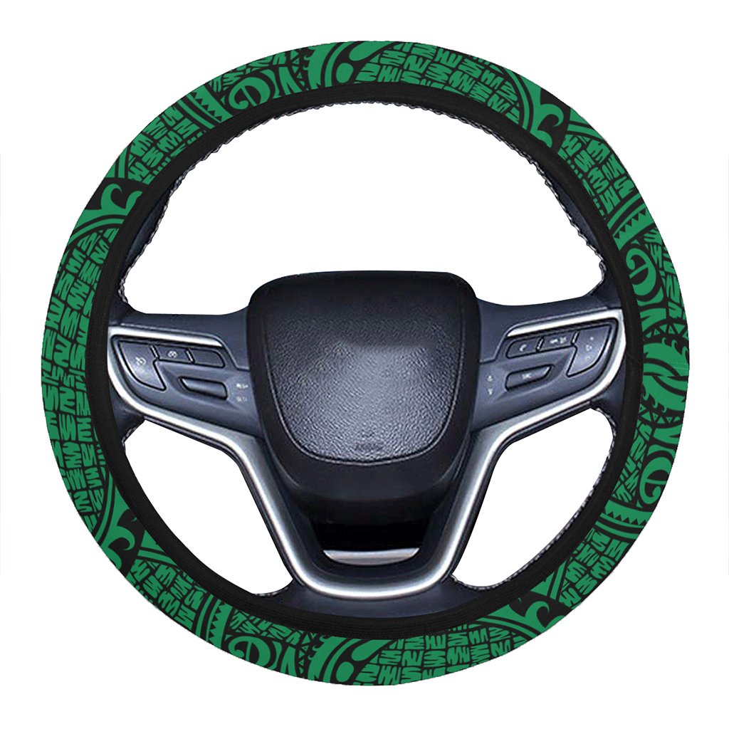 Polynesian Maori Lauhala Green Hawaii Steering Wheel Cover with Elastic Edge One Size Green Steering Wheel Cover - Polynesian Pride