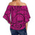 Polynesian Maori Lauhala Pink Hawaii Women's Off Shoulder Wrap Waist Top - Polynesian Pride