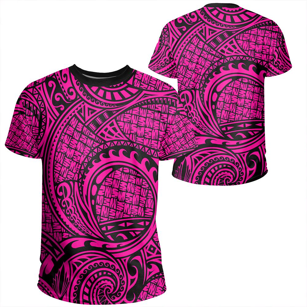 Polynesian Maori Lauhala Pink T Shirt Unisex Polyester - Polynesian Pride