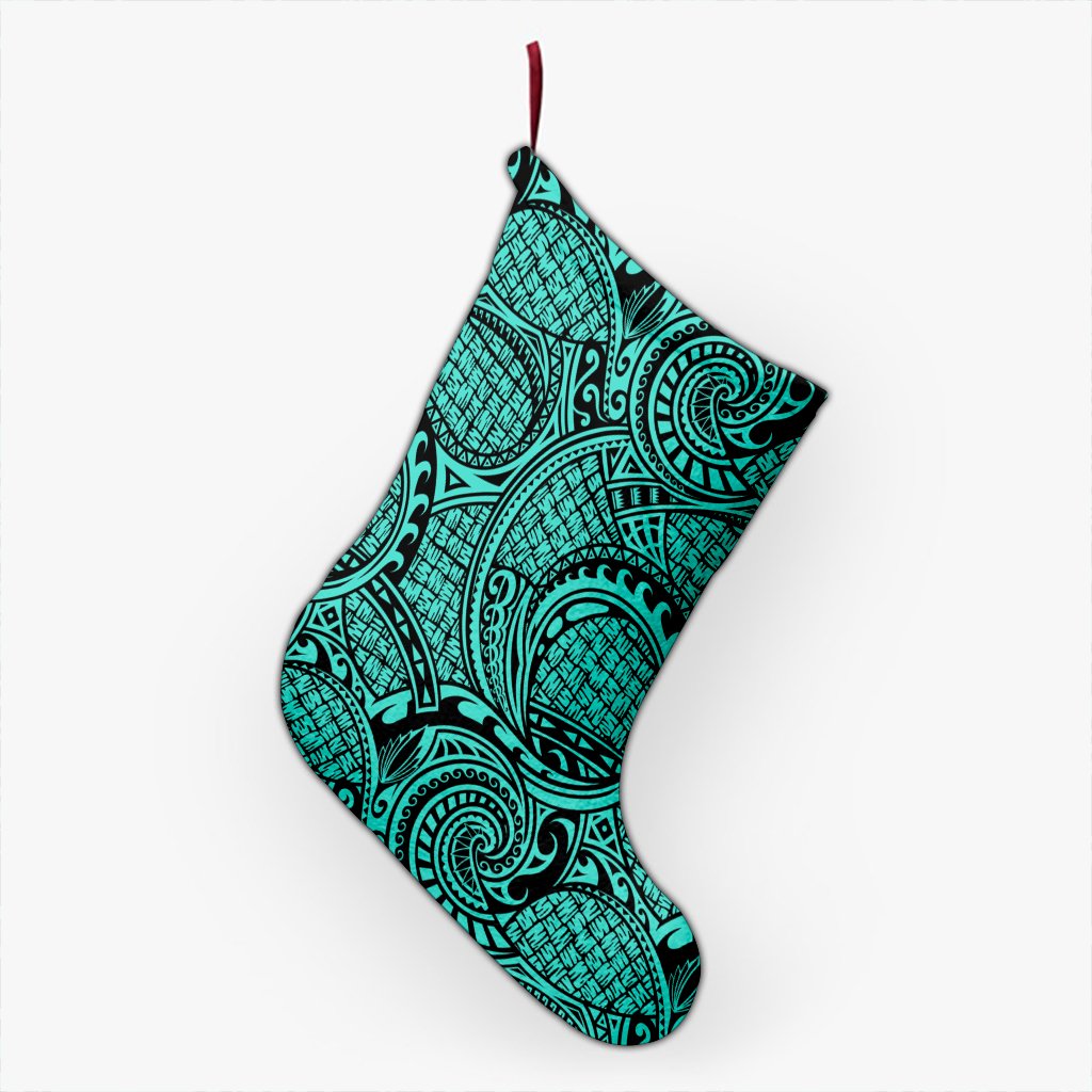 Polynesian Maori Lauhala Turquoise Christmas Stocking 26 X 42 cm Turquoise Christmas Stocking - Polynesian Pride