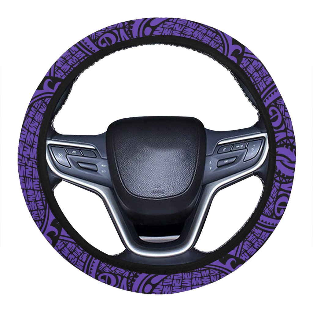 Polynesian Maori Lauhala Violet Hawaii Steering Wheel Cover with Elastic Edge One Size White Steering Wheel Cover - Polynesian Pride