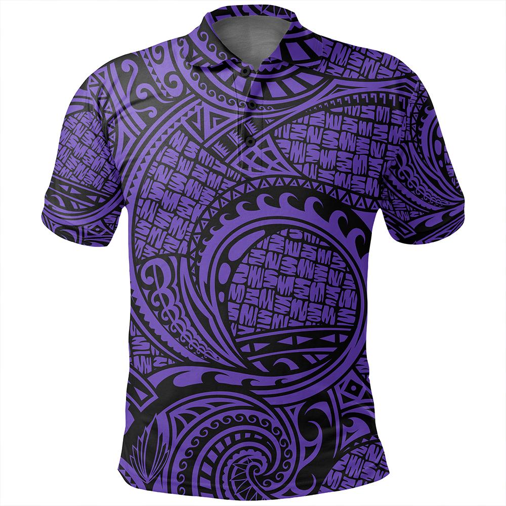 Unisex Polynesian Maori Lauhala Violet Polo Shirt - Polynesian Pride