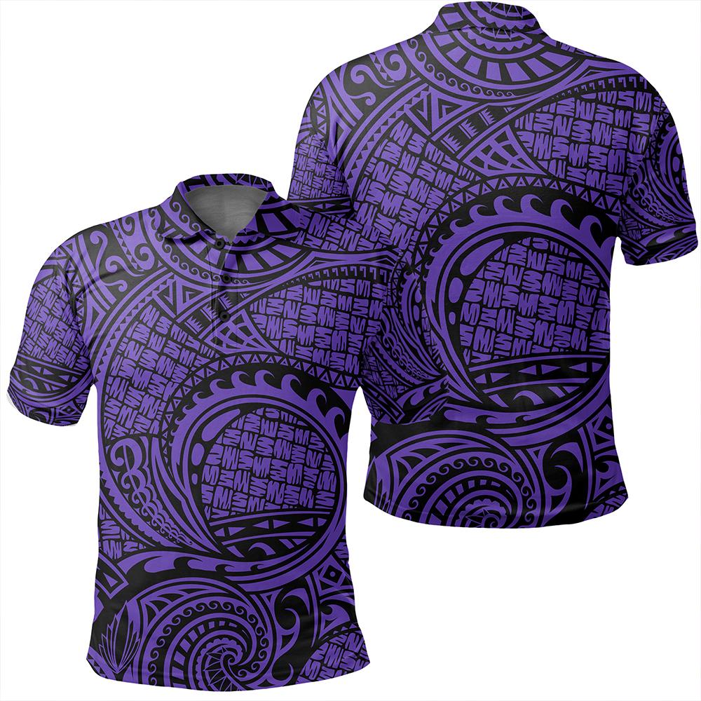 Unisex Polynesian Maori Lauhala Violet Polo Shirt Unisex Art - Polynesian Pride