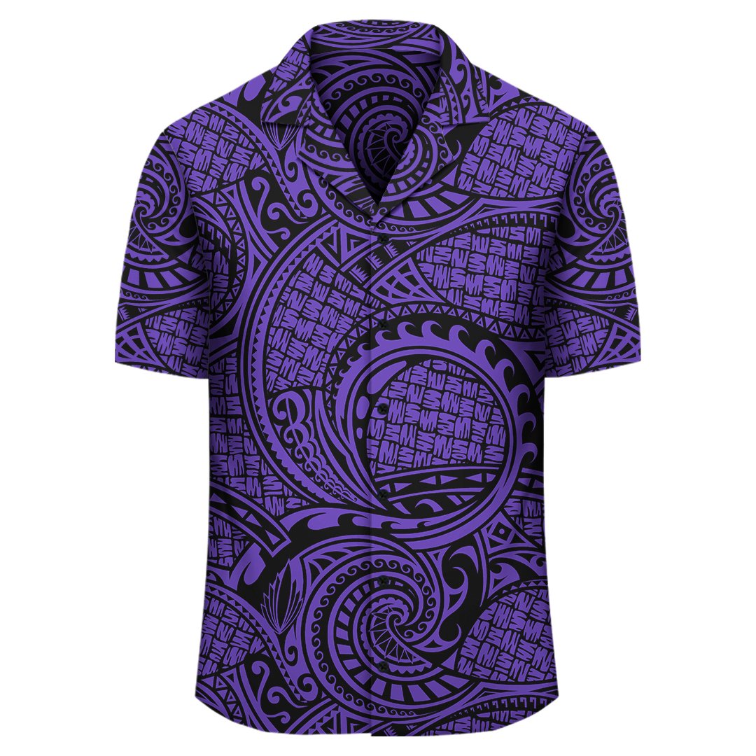 Polynesian Maori Lauhala Violet Hawaiian Shirt - Polynesian Pride