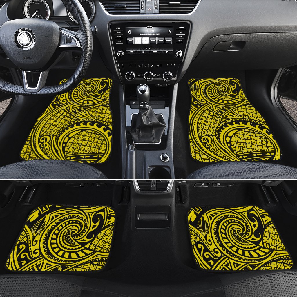 Polynesian Maori Lauhala Yellow Hawaii Car Floor Mats Yellow One Size - Polynesian Pride