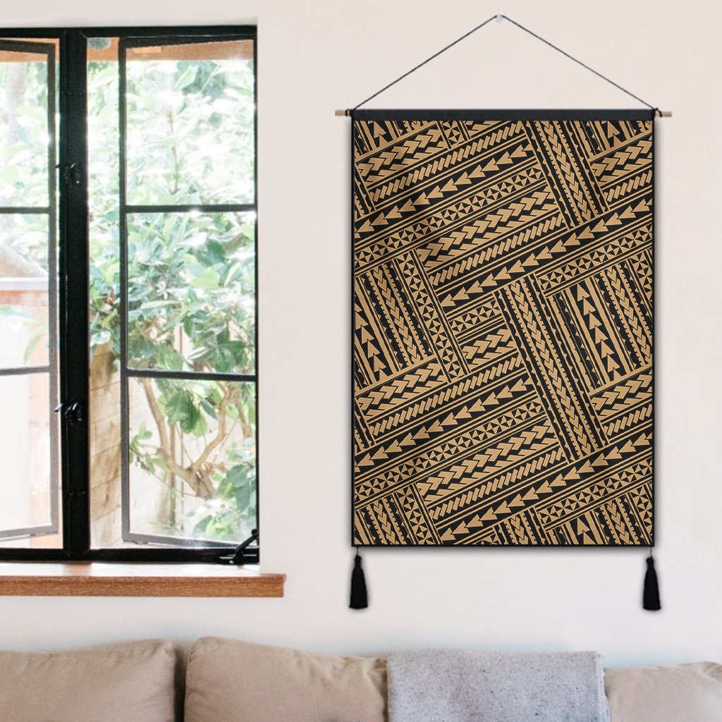 Polynesian Nation Gold Hanging Poster - AH Hanging Poster 50 x 75 cm Cotton And Linen - Polynesian Pride
