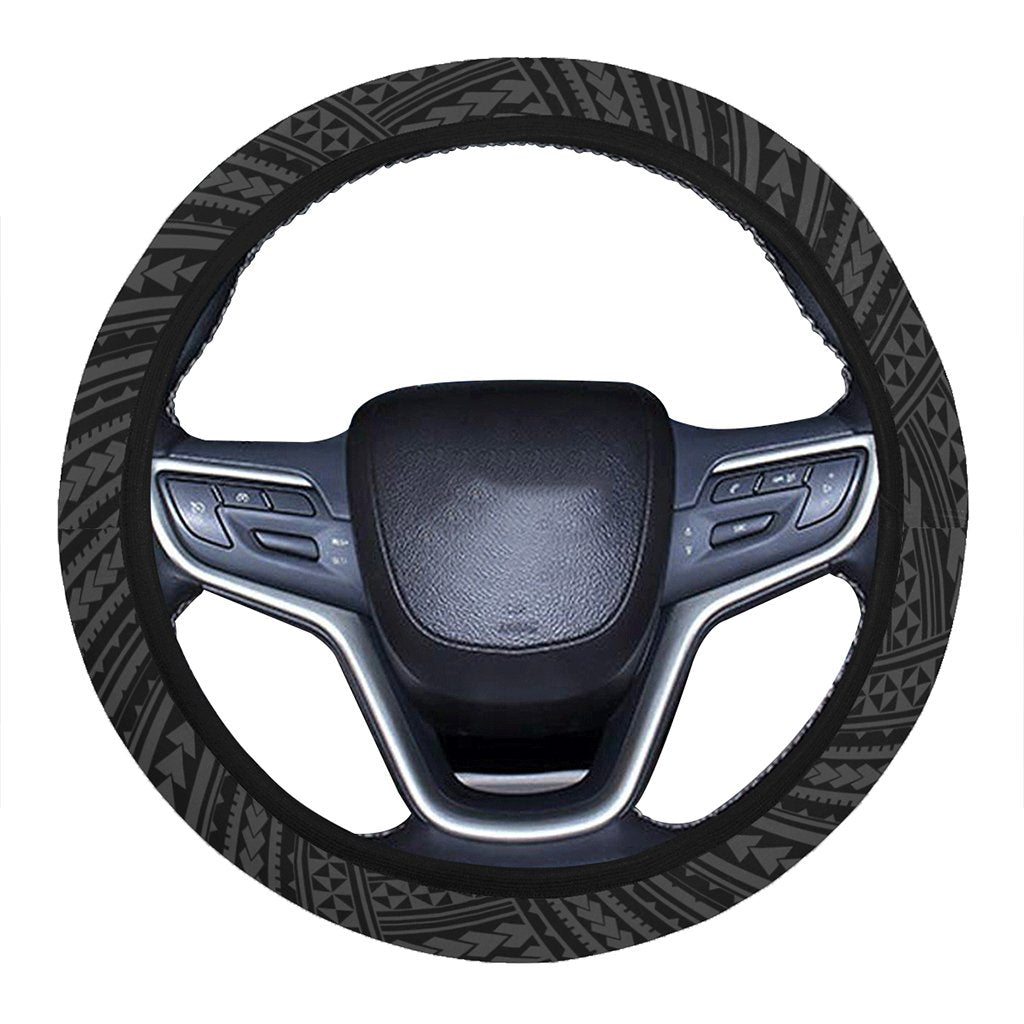 Polynesian Nation Gray Hawaii Steering Wheel Cover with Elastic Edge One Size Gray Steering Wheel Cover - Polynesian Pride