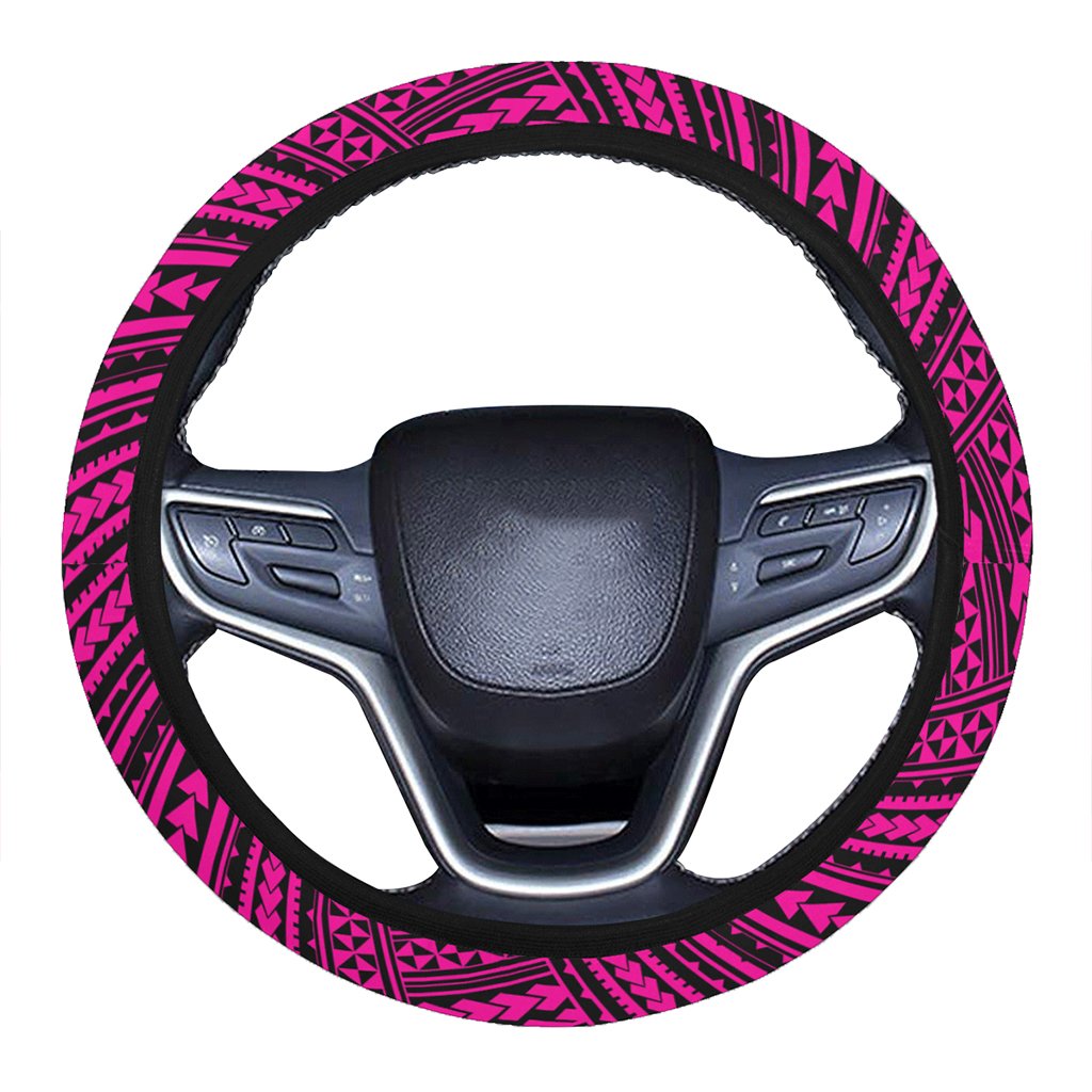 Polynesian Nation Pink Hawaii Steering Wheel Cover with Elastic Edge One Size Pink Steering Wheel Cover - Polynesian Pride