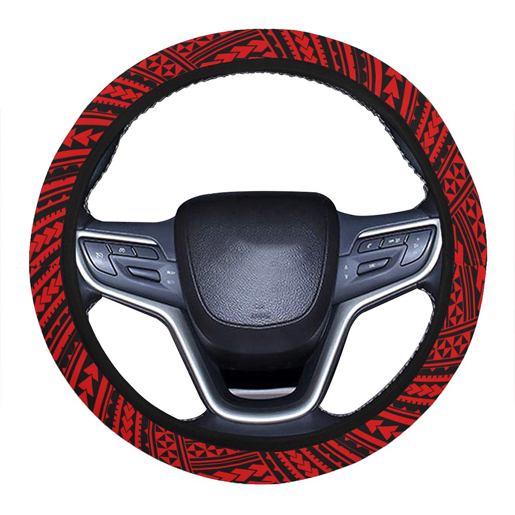 Polynesian Nation Red Hawaii Steering Wheel Cover with Elastic Edge One Size Red Steering Wheel Cover - Polynesian Pride