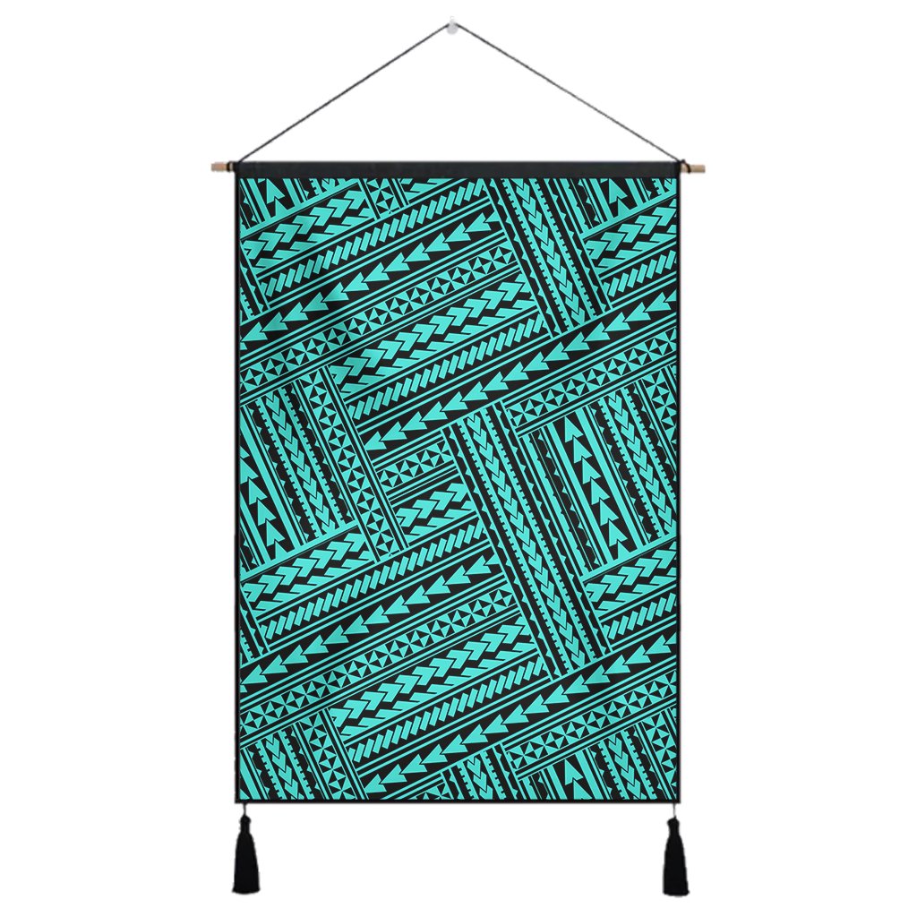 Polynesian Nation Turquoise Hanging Poster - AH Hanging Poster 43 x 65 cm Cotton And Linen - Polynesian Pride