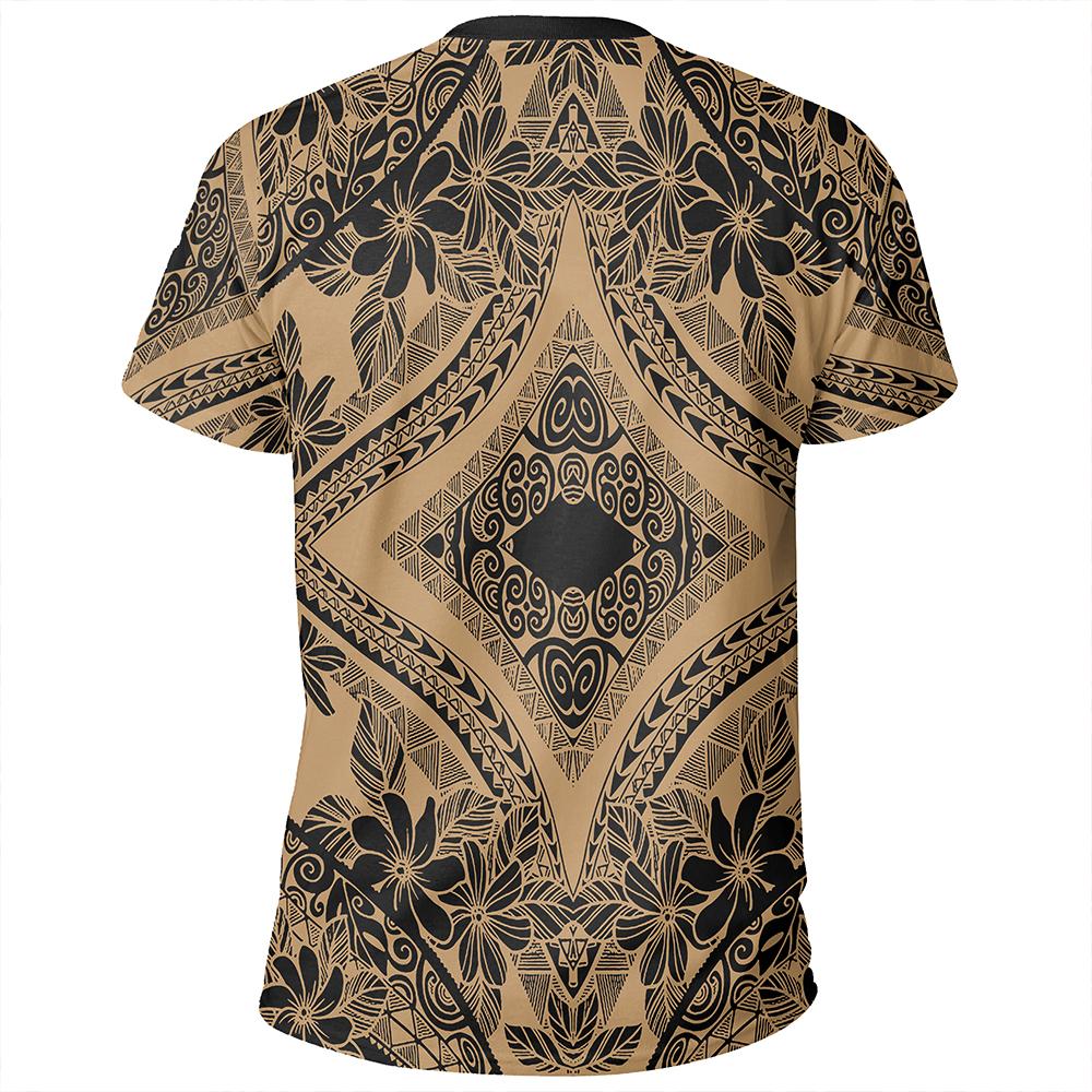 Polynesian Plumeria Mix Gold Black T Shirt - Polynesian Pride