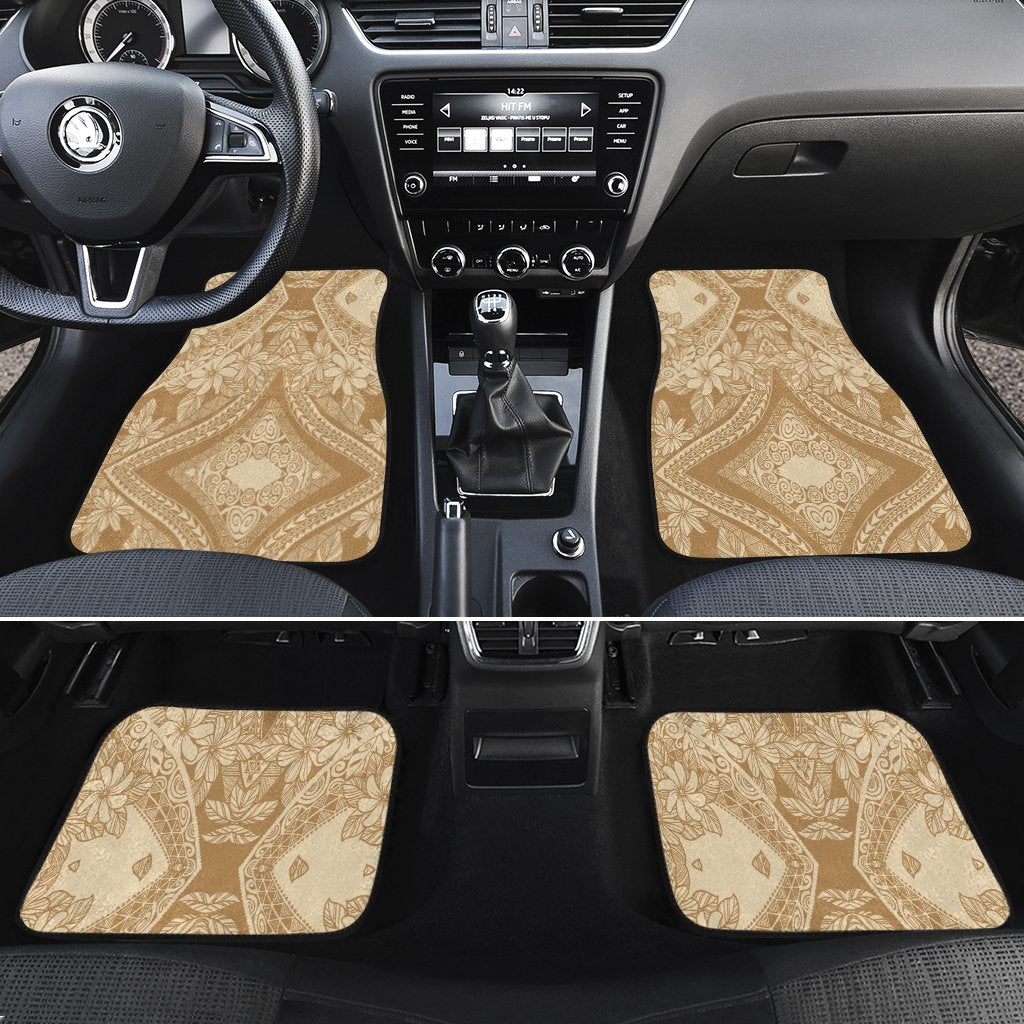 Polynesian Plumeria Mix Gold Hawaii Car Floor Mats Gold One Size - Polynesian Pride