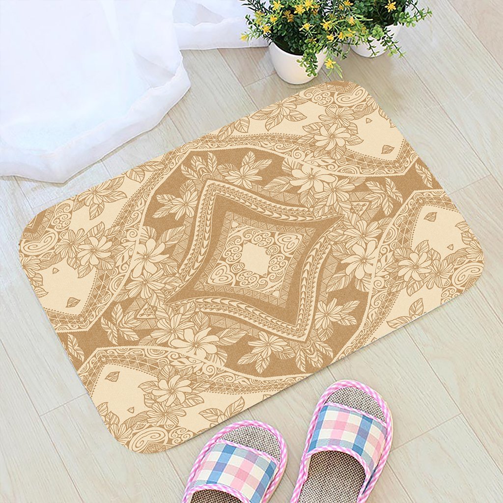 Polynesian Plumeria Mix Gold Hawaii Door Mat Door Mat Gold - Polynesian Pride