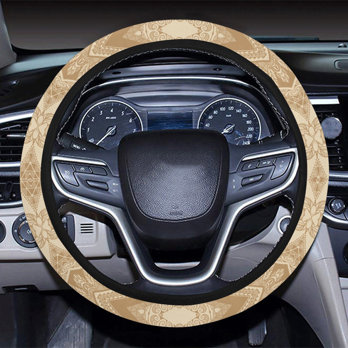 Polynesian Plumeria Mix Gold Hawaii Steering Wheel Cover with Elastic Edge - Polynesian Pride