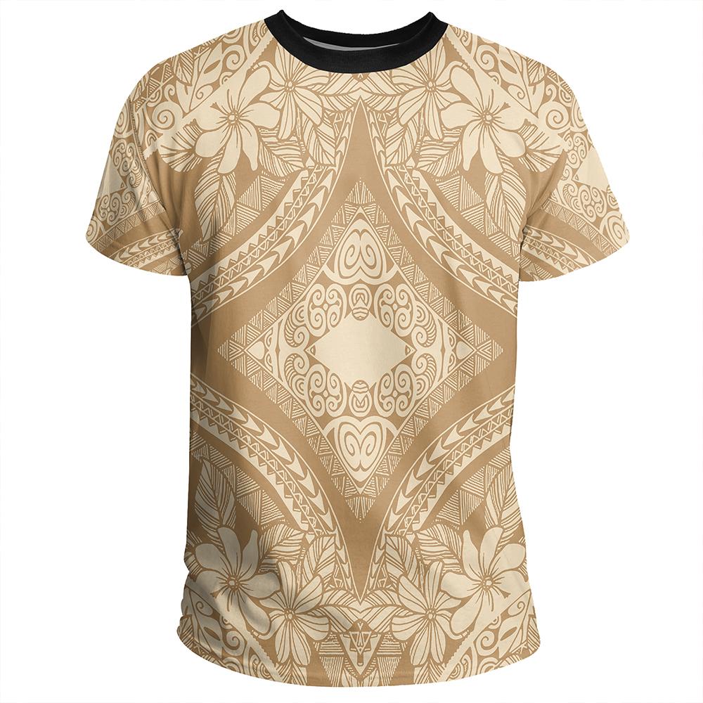 Polynesian Plumeria Mix Gold T Shirt - Polynesian Pride