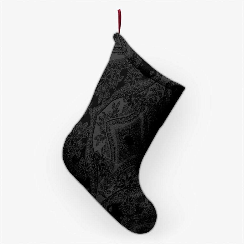 Polynesian Plumeria Mix Gray Black Christmas Stocking 26 X 42 cm Gray Christmas Stocking - Polynesian Pride