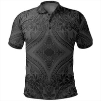 Unisex Polynesian Plumeria Mix Gray Black Polo Shirt - Polynesian Pride