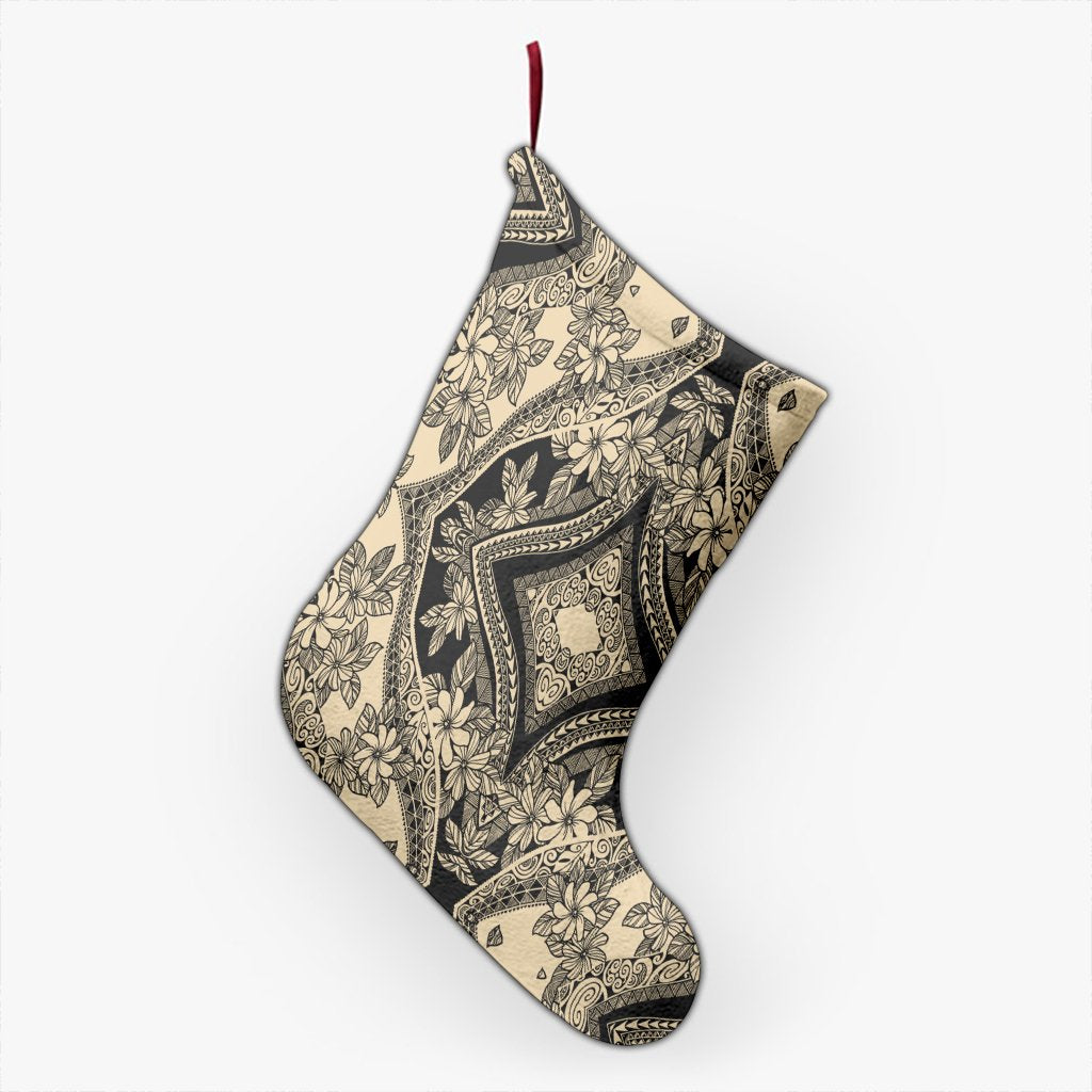 Polynesian Plumeria Mix Gray Christmas Stocking 26 X 42 cm Gray Christmas Stocking - Polynesian Pride