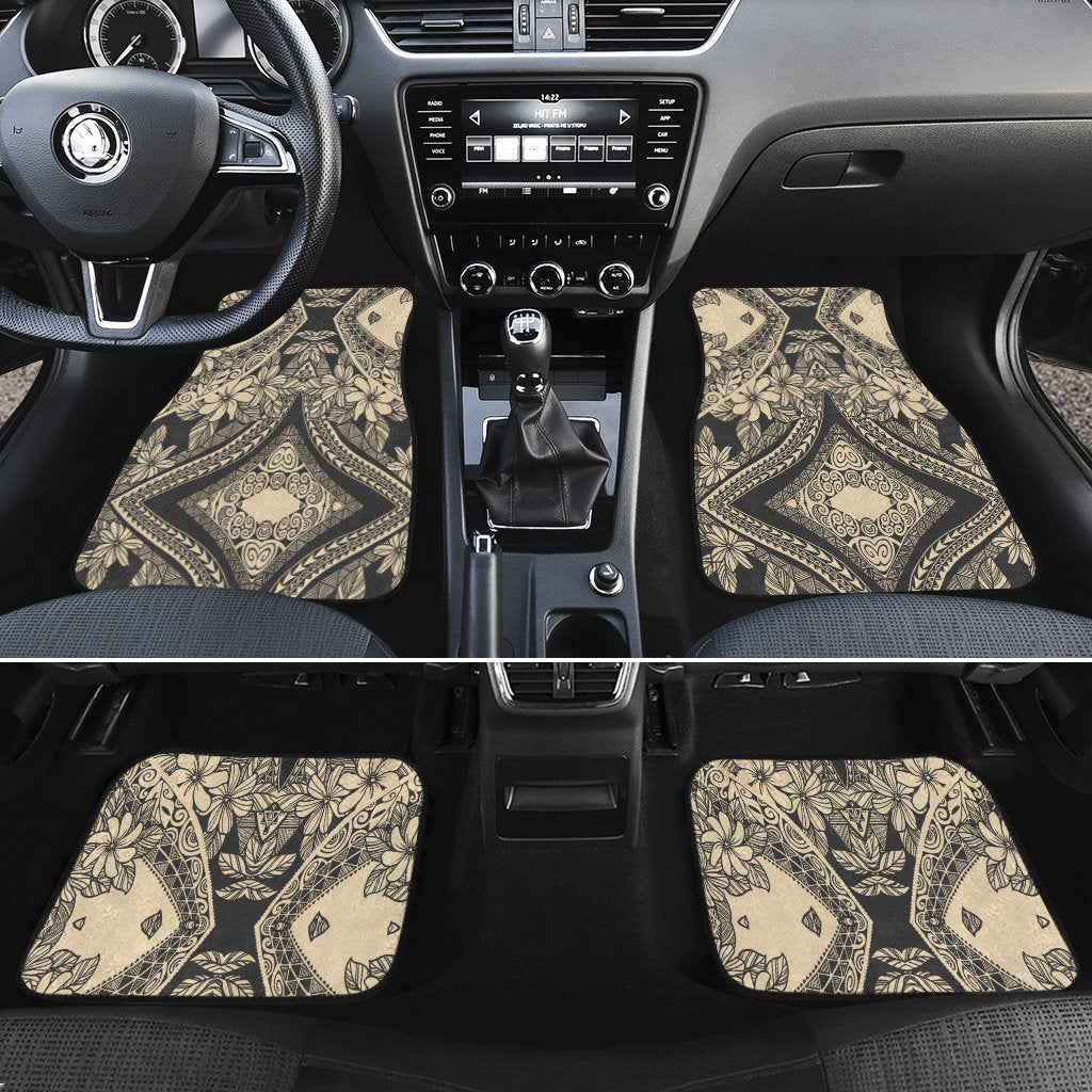 Polynesian Plumeria Mix Gray Hawaii Car Floor Mats Gray One Size - Polynesian Pride