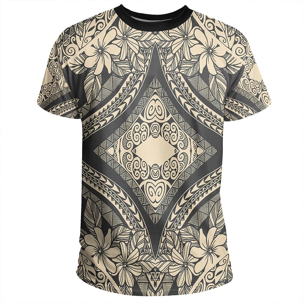 Polynesian Plumeria Mix Gray T Shirt - Polynesian Pride