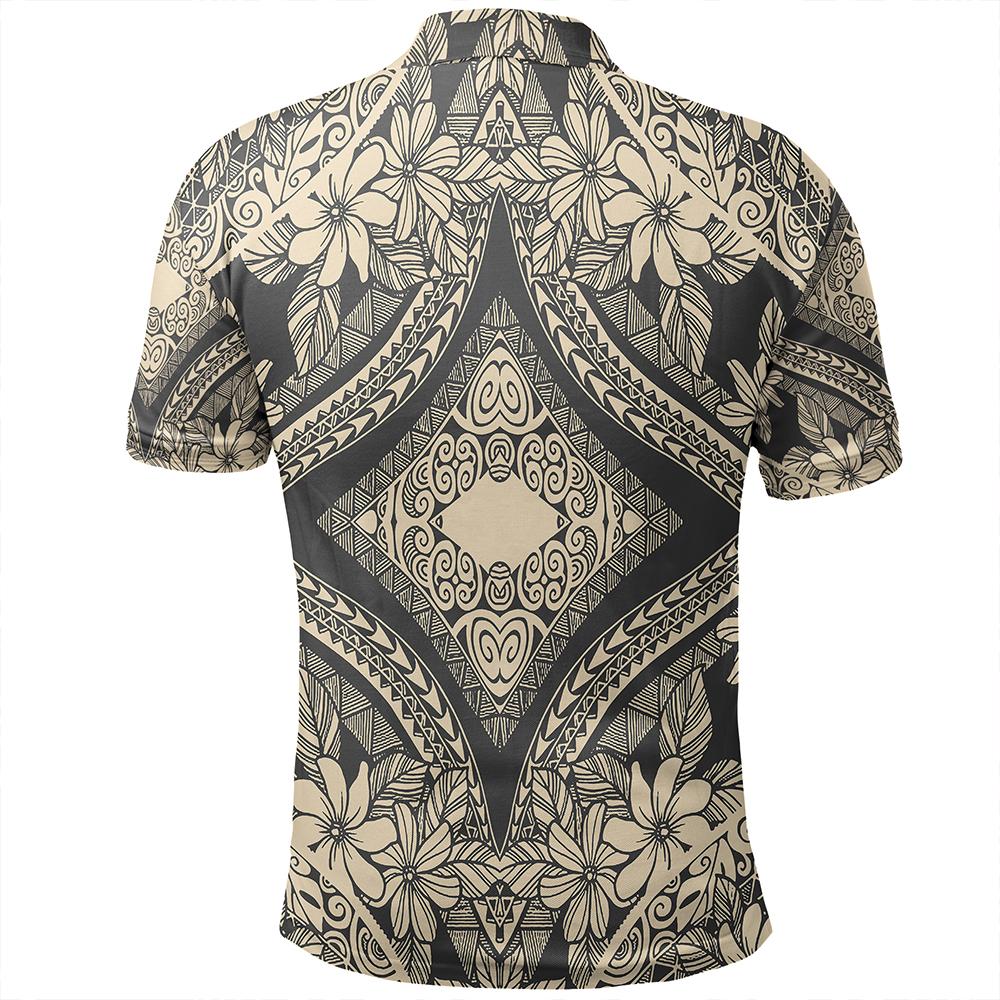 Unisex Polynesian Plumeria Mix Gray Polo Shirt - Polynesian Pride