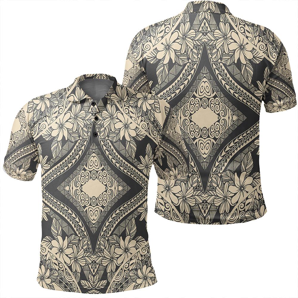 Unisex Polynesian Plumeria Mix Gray Polo Shirt Unisex Art - Polynesian Pride