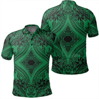Unisex Polynesian Plumeria Mix Green Black Polo Shirt Unisex Art - Polynesian Pride