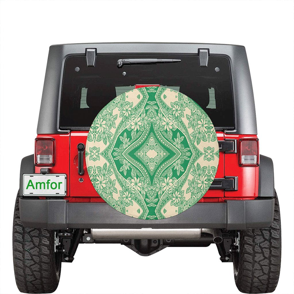 Polynesian Plumeria Mix Green Hawaii Spare Tire Cover - Polynesian Pride