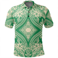 Unisex Polynesian Plumeria Mix Green Polo Shirt - Polynesian Pride