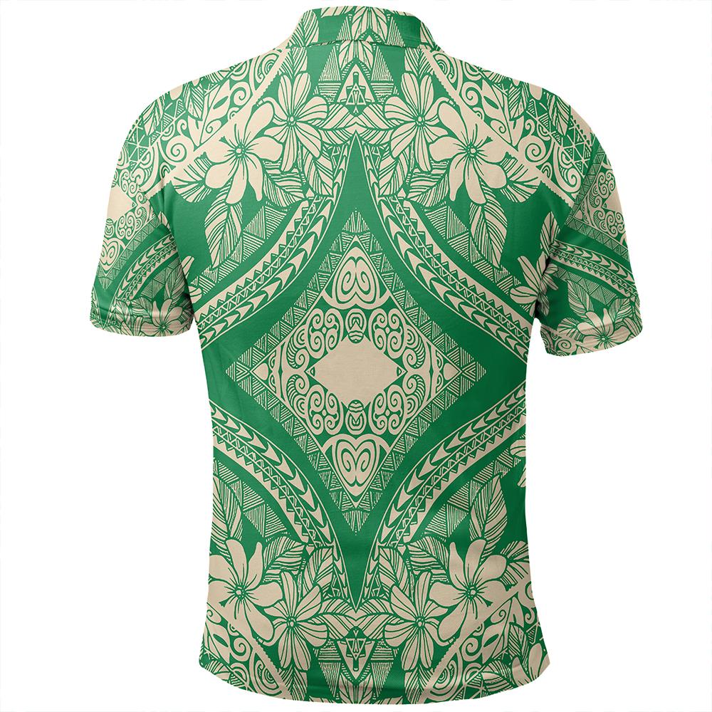 Unisex Polynesian Plumeria Mix Green Polo Shirt - Polynesian Pride