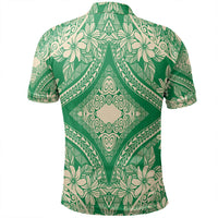 Unisex Polynesian Plumeria Mix Green Polo Shirt - Polynesian Pride