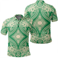 Unisex Polynesian Plumeria Mix Green Polo Shirt Unisex Art - Polynesian Pride
