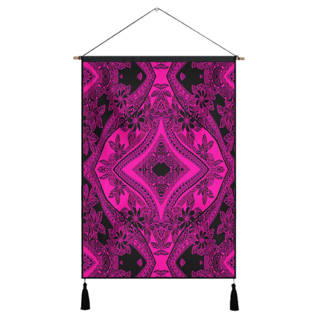 Polynesian Plumeria Mix Pink Black Hanging Poster - AH Hanging Poster 43 x 65 cm Cotton And Linen - Polynesian Pride