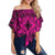 Polynesian Plumeria Mix Pink Black Hawaii Women's Off Shoulder Wrap Waist Top Pink Female - Polynesian Pride