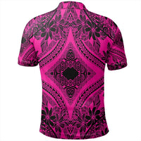 Unisex Polynesian Plumeria Mix Pink Black Polo Shirt - Polynesian Pride