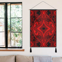 Polynesian Plumeria Mix Red Black Hanging Poster - AH Hanging Poster 50 x 75 cm Cotton And Linen - Polynesian Pride
