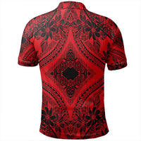 Unisex Polynesian Plumeria Mix Red Black Polo Shirt - Polynesian Pride