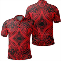 Unisex Polynesian Plumeria Mix Red Black Polo Shirt Unisex Art - Polynesian Pride