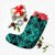 Polynesian Plumeria Mix Turquoise Black Christmas Stocking - Polynesian Pride