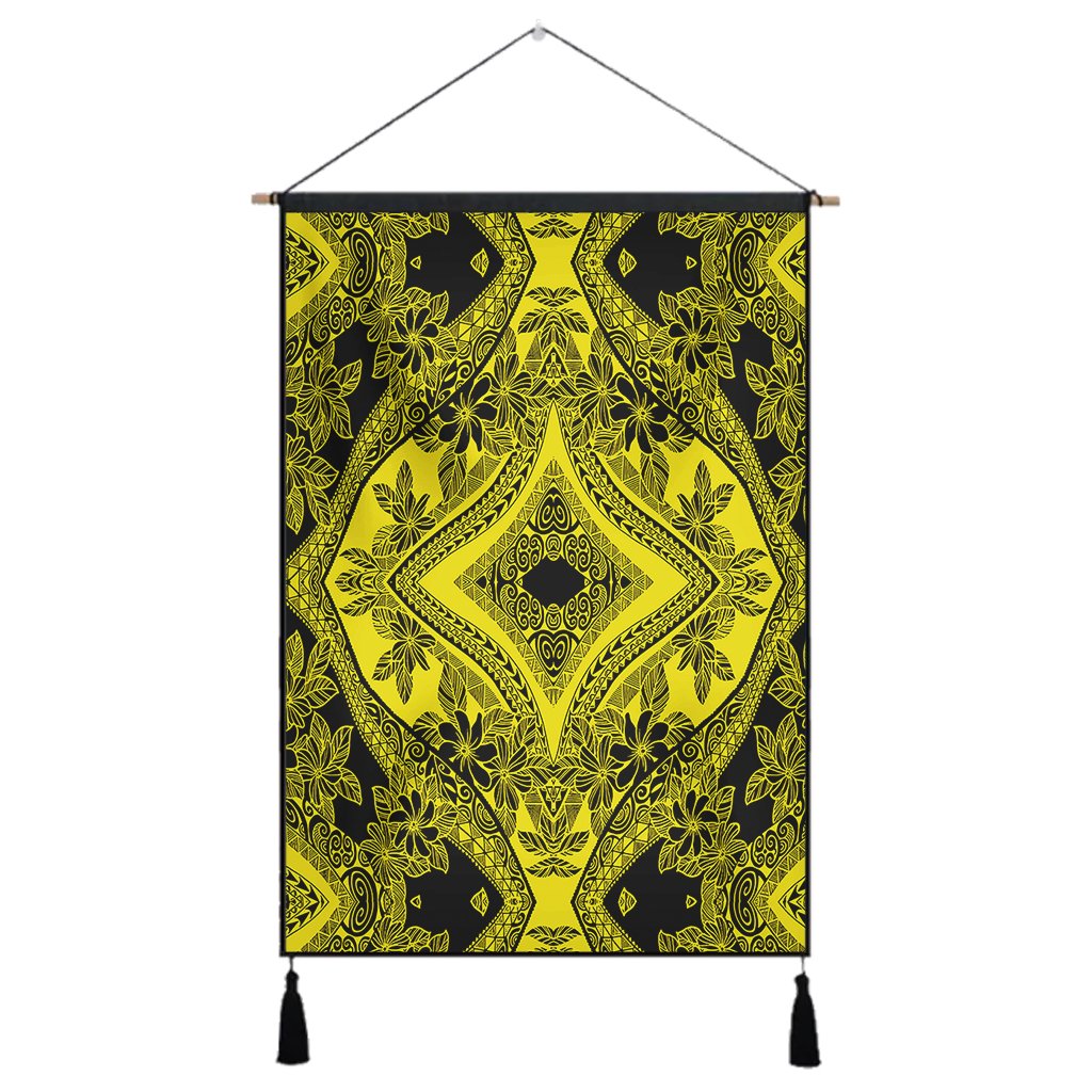 Polynesian Plumeria Mix Yellow Black Hanging Poster - AH Hanging Poster 43 x 65 cm Cotton And Linen - Polynesian Pride