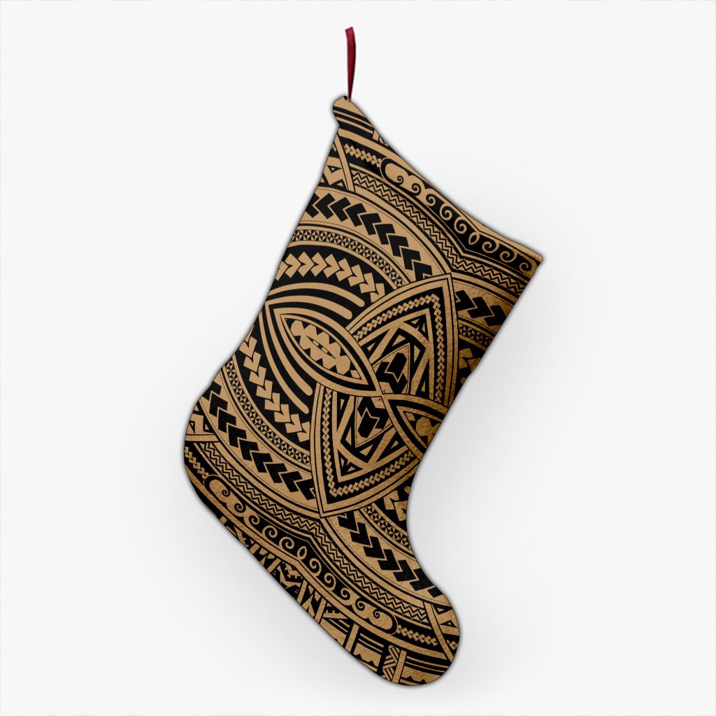 Polynesian Seamless Gold Christmas Stocking 26 X 42 cm Gold Christmas Stocking - Polynesian Pride