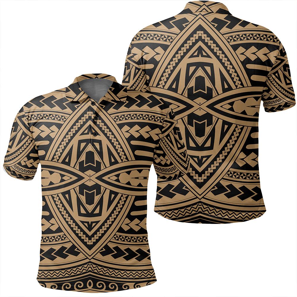 Unisex Polynesian Seamless Gold Polo Shirt Unisex Art - Polynesian Pride